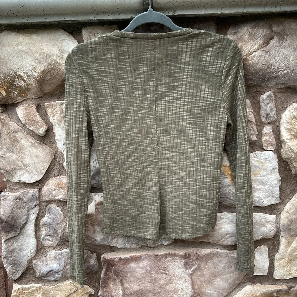 Intimately Free People Long Sleeve Top Olive Green Small Ribbed Casual - Picture 4 of 6